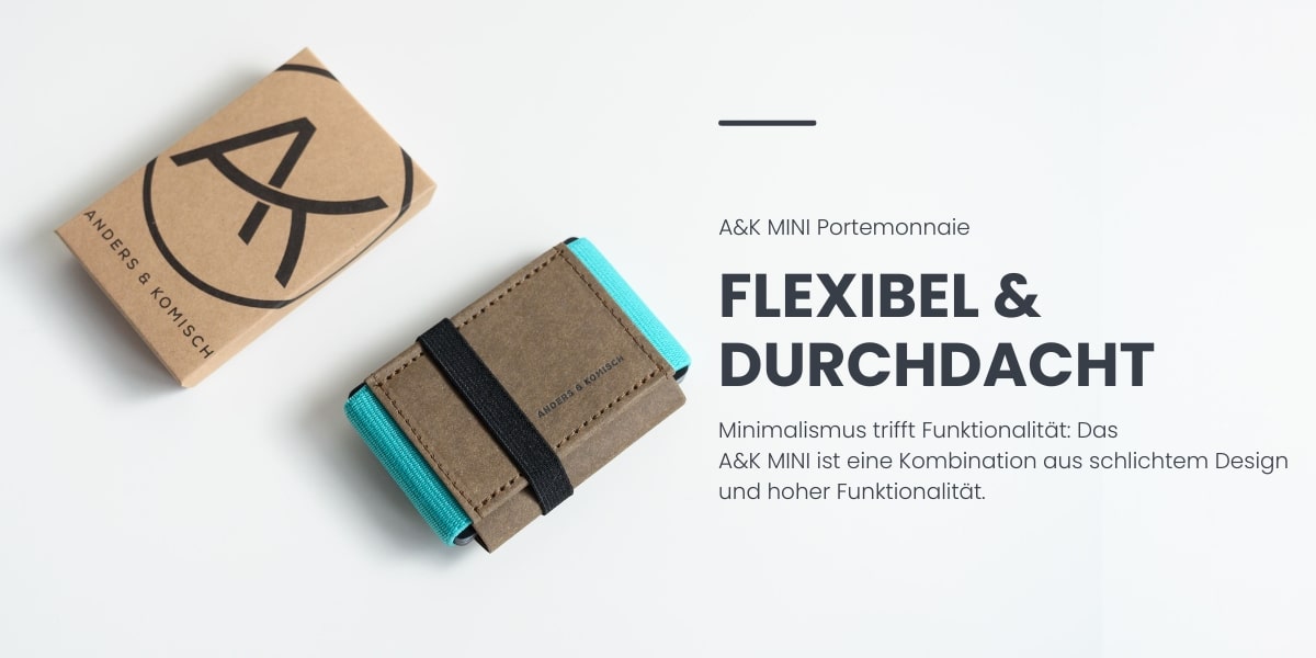 Mini Portemonnaie Braun/Mint mit plastikfreier Verpackung, schön auch als Geschenk